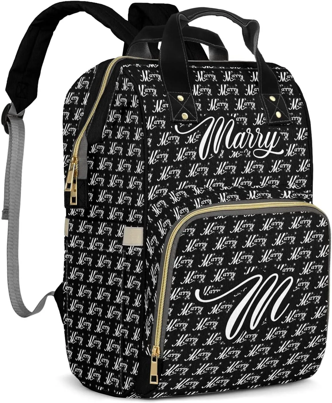 Large Capacity Custom Diaper Bag with Name, Multifunction Personalized Diaper Bag Backpack for Baby Girl Boy, Fashion Shoulder Bag Waterproof Casual Daypack Travel Backpack for Mom