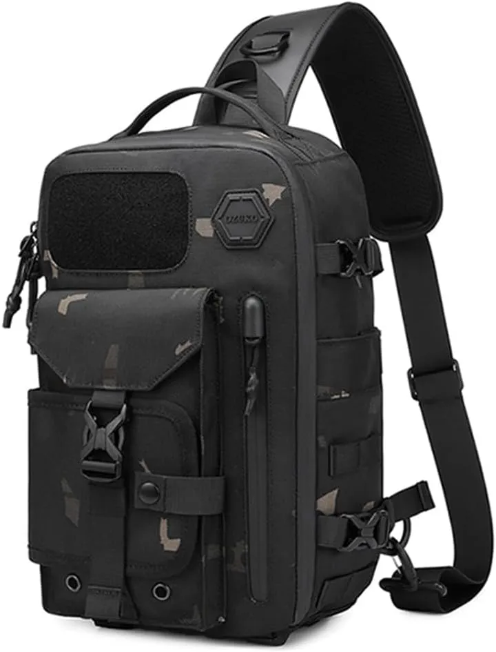 Large Capacity Waterproof Cross Body Shoulder Bag,14in Laptop Backpack,Multipurpose Travel Outdoor Sling Backpack