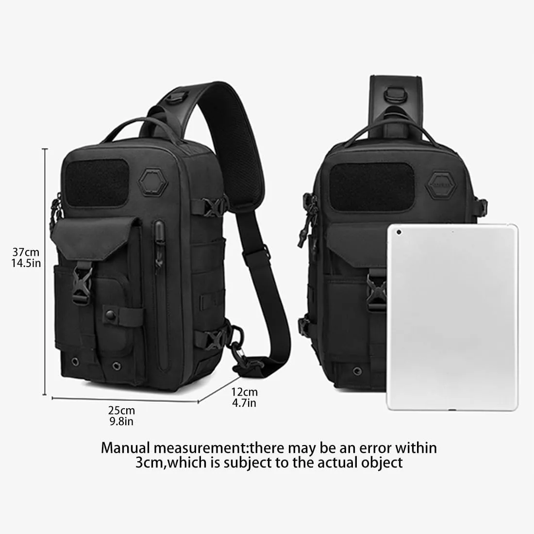Large Capacity Waterproof Cross Body Shoulder Bag,14in Laptop Backpack,Multipurpose Travel Outdoor Sling Backpack