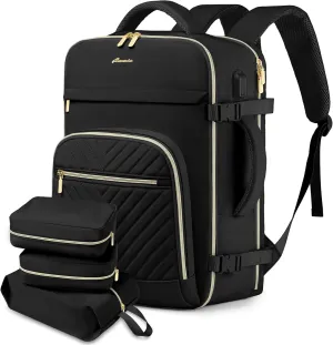 Large Carry On Travel Backpack: Flight Approved 40L Waterproof Personal Item Daypack for Women Weekender Bag fit 17inch Laptop Luggage Backpack Traveling Business with USB Port and 3 Packing Cubes