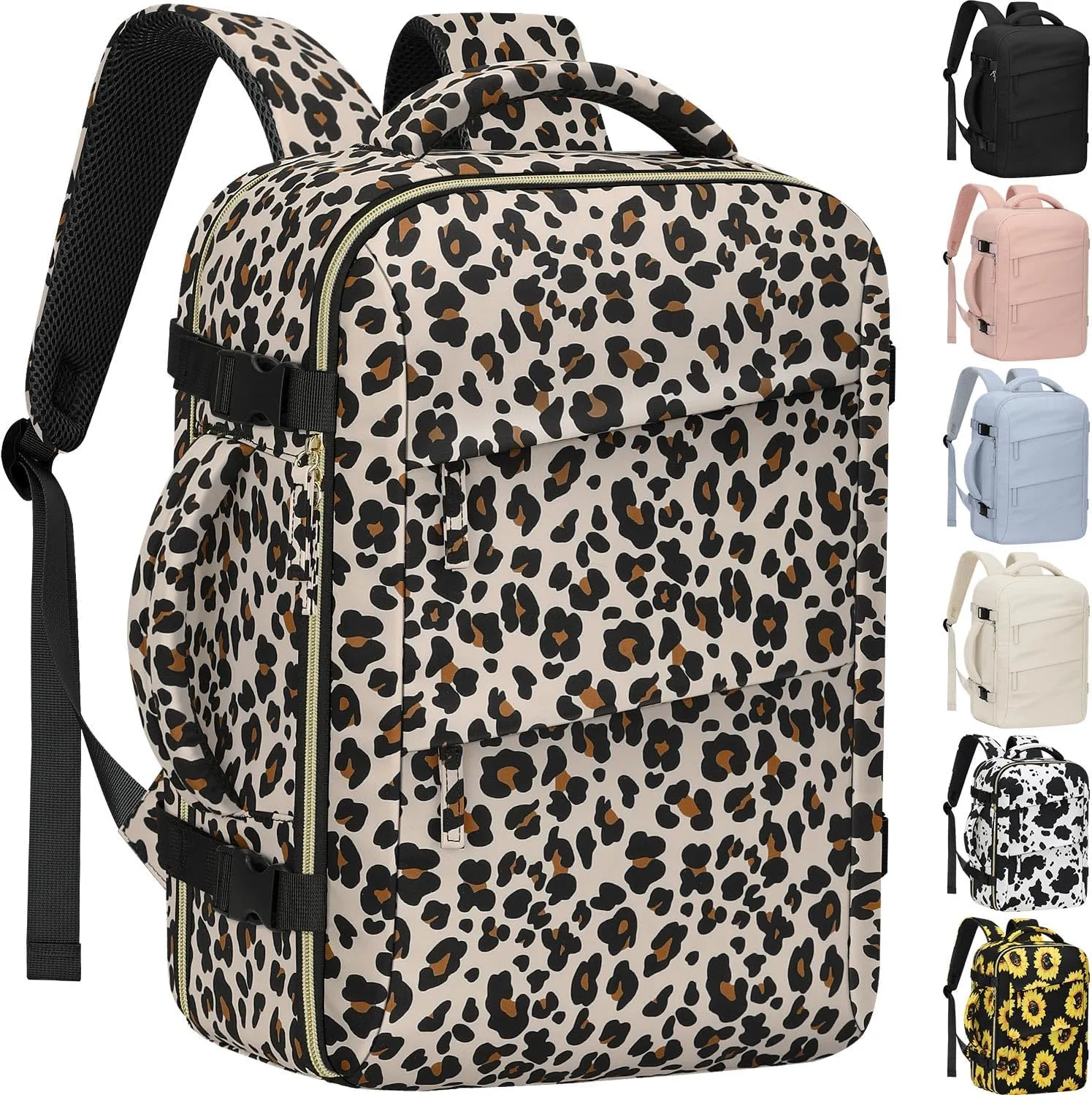 Large Travel Backpack for Women Personal Item for Airlines17 Inch Laptop Backpack College Business Work Weekender Hiking Womens Travel Backpack Leopard Print
