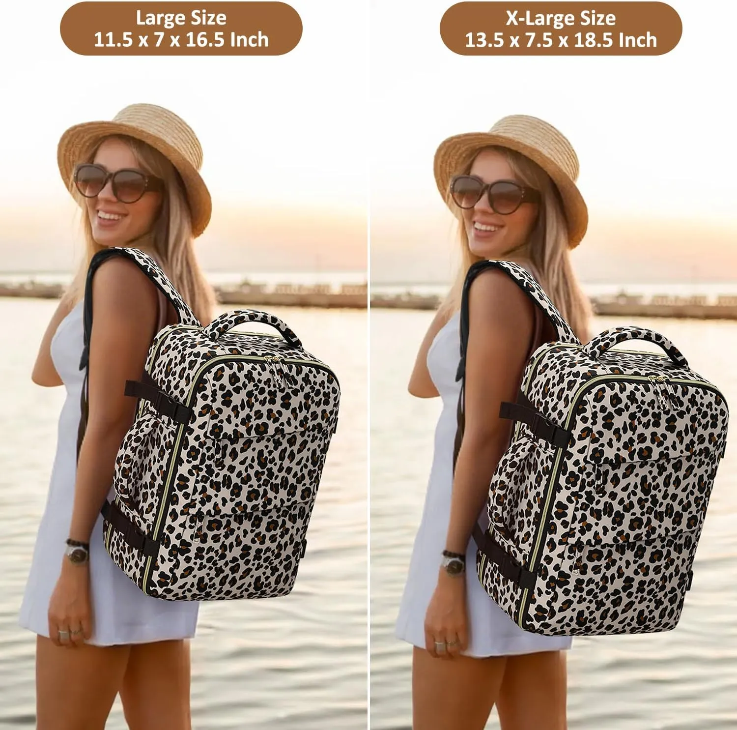 Large Travel Backpack for Women Personal Item for Airlines17 Inch Laptop Backpack College Business Work Weekender Hiking Womens Travel Backpack Leopard Print