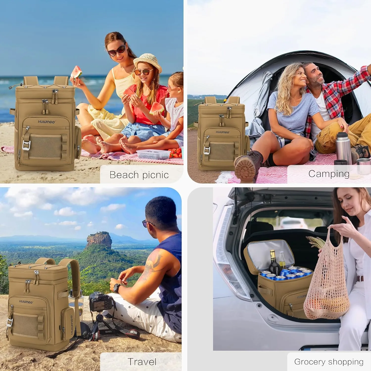 Large Waterproof Insulated Cooler Backpack for Men & Women, Leak Proof Cooler Backpack for Camping, Beach, Fishing, Picnic, Travel, Outdoor, 30L, 48Cans