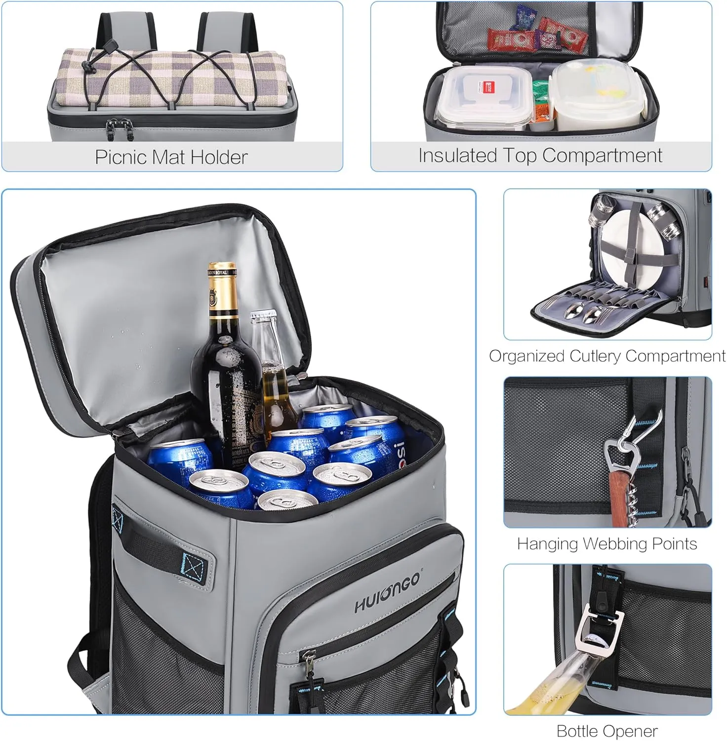 Large Waterproof Insulated Cooler Backpack for Men & Women, Leak Proof Cooler Backpack for Camping, Beach, Fishing, Picnic, Travel, Outdoor, 30L, 48Cans