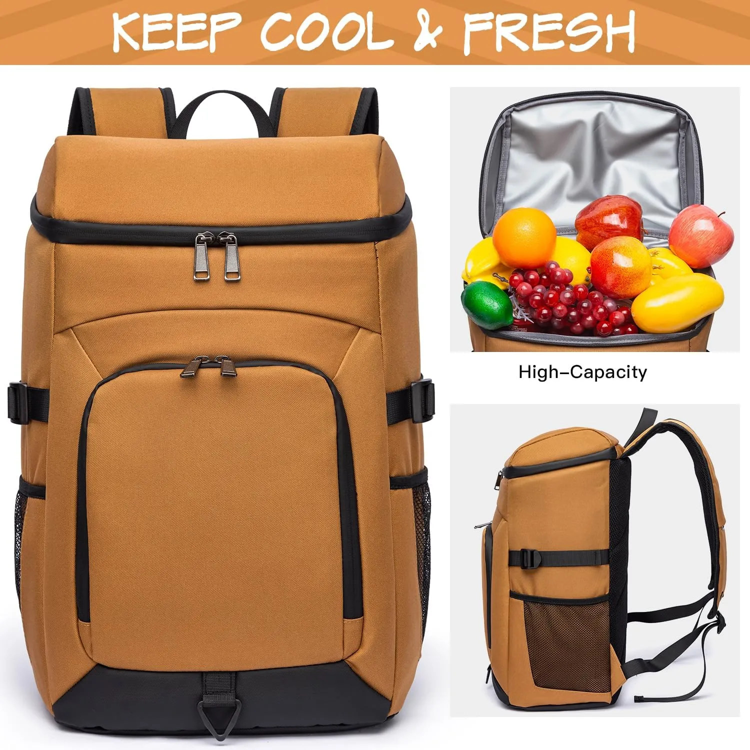 Laripwit 54/40 Cans Backpack Cooler Insulated Leak-Proof Large Cooler Backpack Double Deck Lunch Backpack for Men Women - Perfect Soft Cooler Bag for Tactical, Camping, Picnic, Beach, Hiking