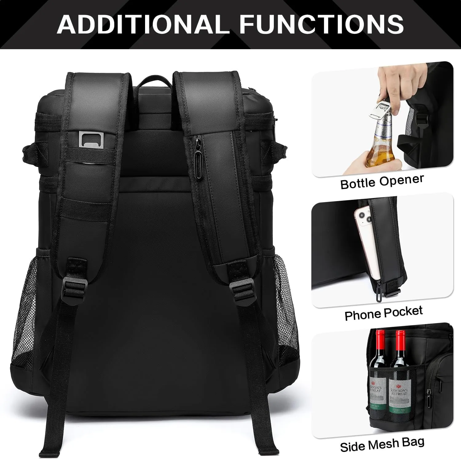 Laripwit 54/40 Cans Backpack Cooler Insulated Leak-Proof Large Cooler Backpack Double Deck Lunch Backpack for Men Women - Perfect Soft Cooler Bag for Tactical, Camping, Picnic, Beach, Hiking