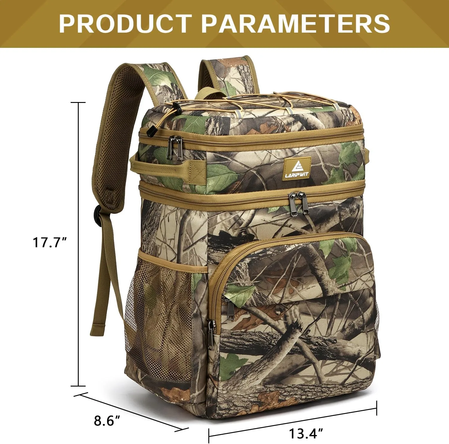Laripwit 54/40 Cans Backpack Cooler Insulated Leak-Proof Large Cooler Backpack Double Deck Lunch Backpack for Men Women - Perfect Soft Cooler Bag for Tactical, Camping, Picnic, Beach, Hiking