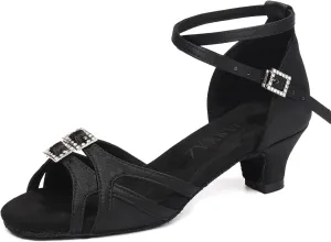 Latin Ballroom Dance Shoes for Girls Satin Salsa Professional Performance Practice Dancing Shoes