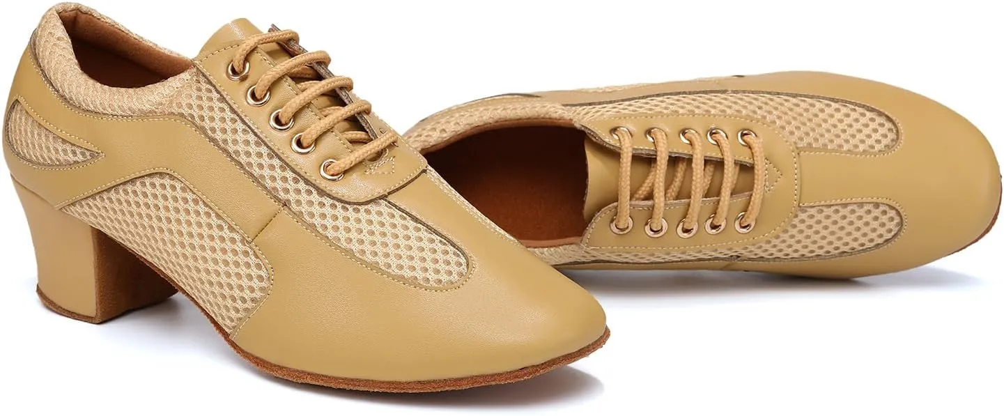 Latin Dance Shoes for Women Lace-up Ballroom Modern Salsa Teaching Practice Professional Performance Dance Shoes 1.5 Inch Low Heel
