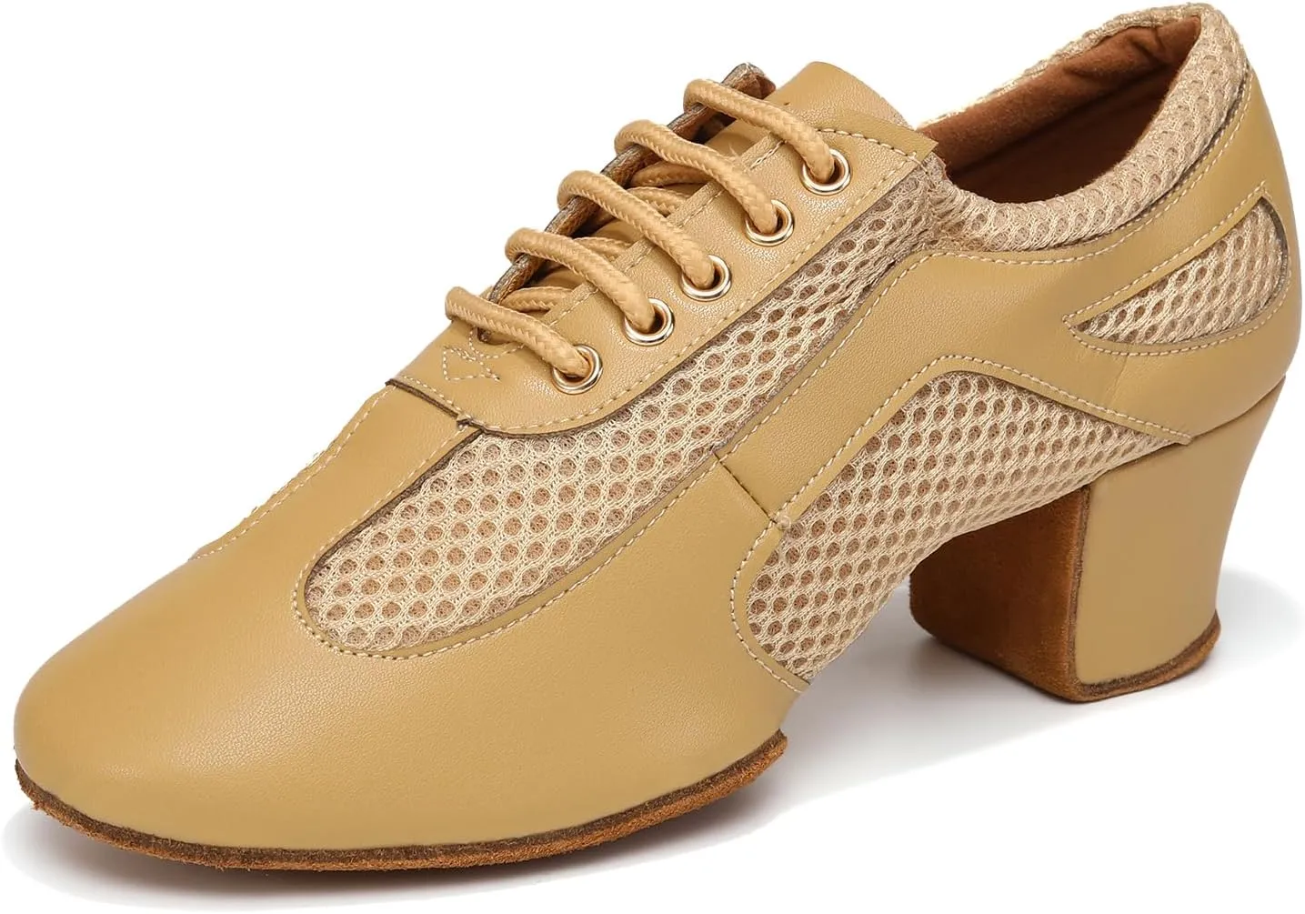 Latin Dance Shoes for Women Lace-up Ballroom Modern Salsa Teaching Practice Professional Performance Dance Shoes 1.5 Inch Low Heel