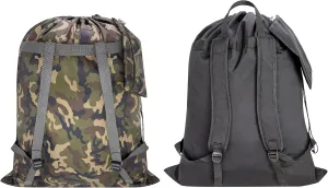 Laundry Bag Backpack, Laundry Bag With Shoulder Straps Extra Large Heavy Duty Foldable Backpack For College, Travel, Laundromat, Camping 27"x 34"(Upgraded Black and Camo)