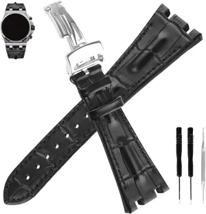 Leather 28MM Watch Bands Compatible Fit for Audemars Piguet AP Royal Oak Offshore 15703 15710 15400 26470 26400 Strap Wirstband for Men and Women Waterproof Bracelet Watch accessories