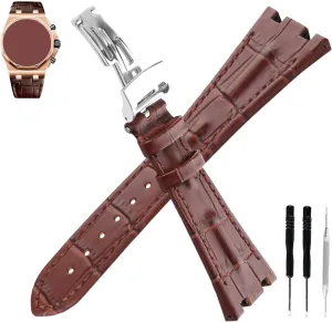 Leather 28MM Watch Bands Compatible Fit for Audemars Piguet AP Royal Oak Offshore 15703 15710 15400 26470 26400 Strap Wirstband for Men and Women Waterproof Bracelet Watch accessories