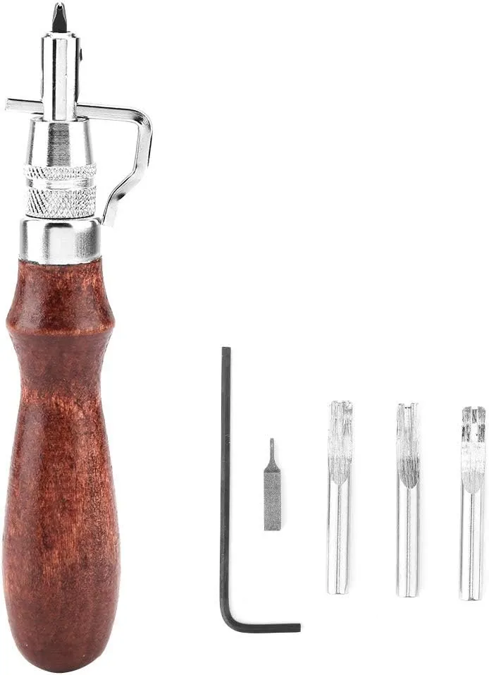 Leather Groover, 5 in 1 Multifunctional Leather Craft Tool Stitching Groover Set with High Quenching Hardness, Practical Tool Set for Belts, Purses, Handbags