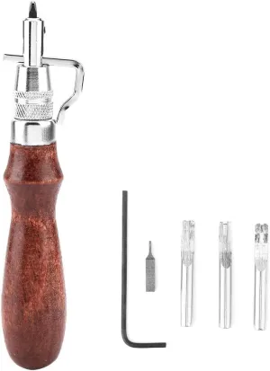 Leather Groover, 5 in 1 Multifunctional Leather Craft Tool Stitching Groover Set with High Quenching Hardness, Practical Tool Set for Belts, Purses, Handbags