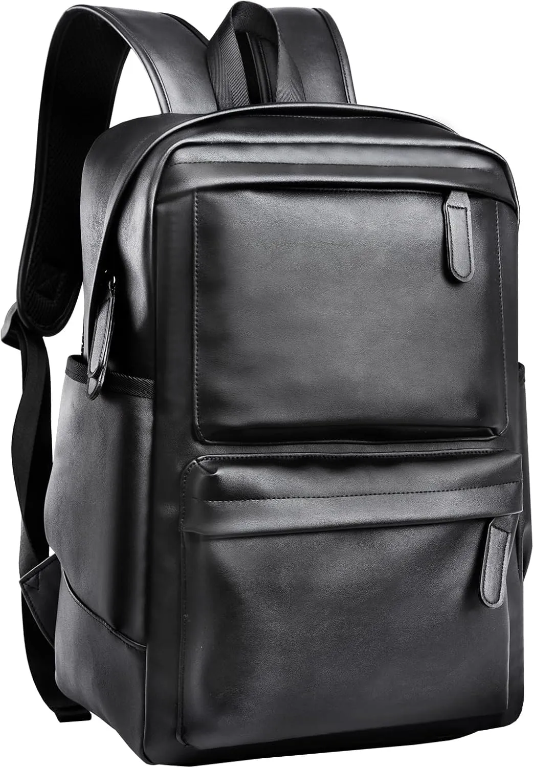 Leather Laptop Backpack for Men Black Fit 15.6inch Laptop Backpack Simplify Rucksack Waterproof for Work Commute Casual Daypack