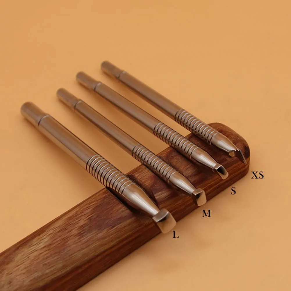 Leather Stamping Tool 304 Stainless Steel Professional Stamp Tools Leather Edge Punch Carving DIY LeatherCrafts (L, 1pc)