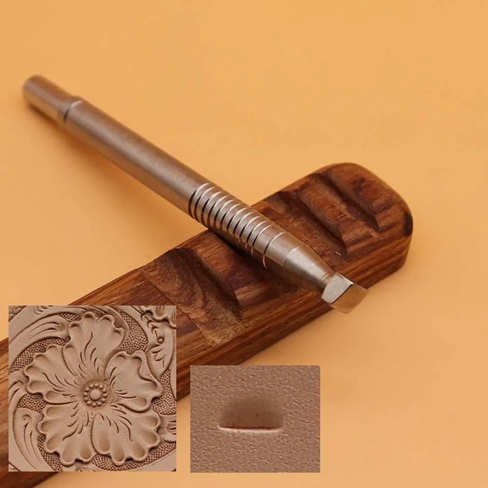 Leather Stamping Tool 304 Stainless Steel Professional Stamp Tools Leather Edge Punch Carving DIY LeatherCrafts (L, 1pc)