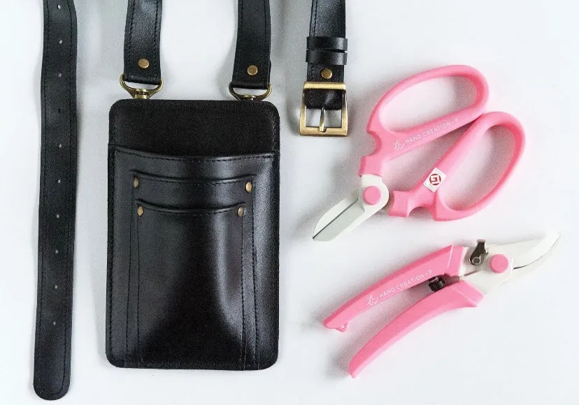 Leather Tool Belt for Florist or Gardener (Black)