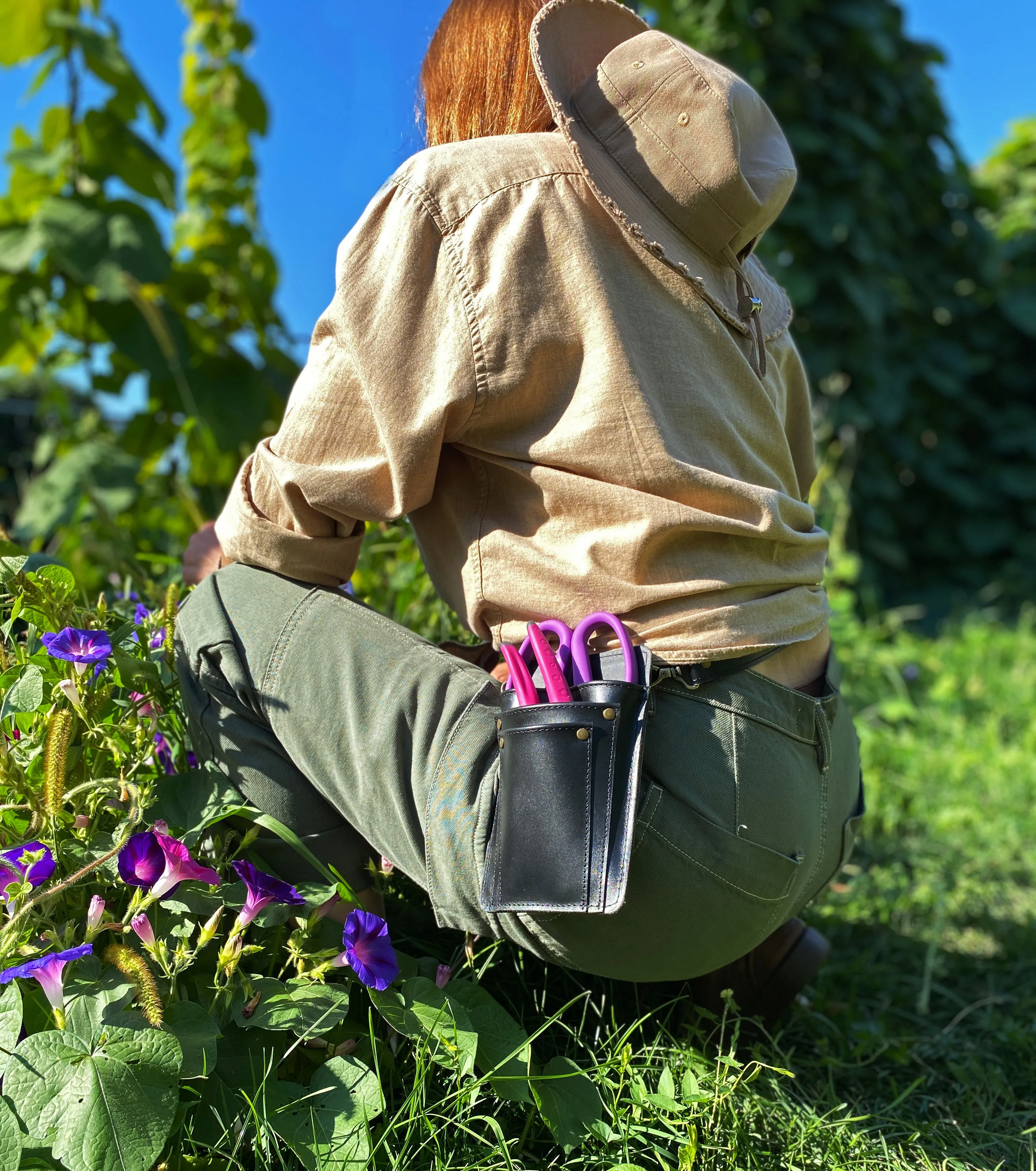 Leather Tool Belt for Florist or Gardener (Black)