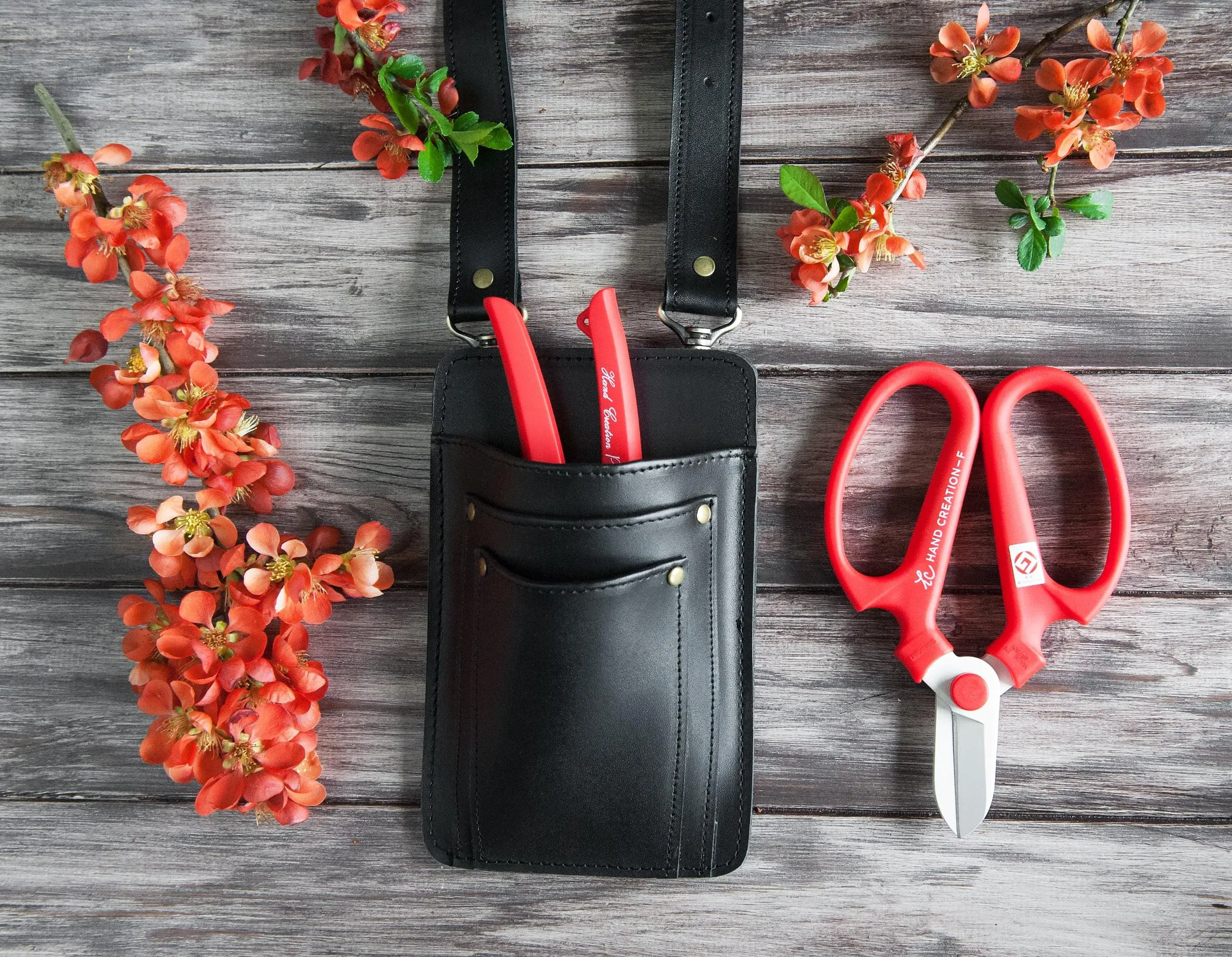 Leather Tool Belt for Florist or Gardener (Black)