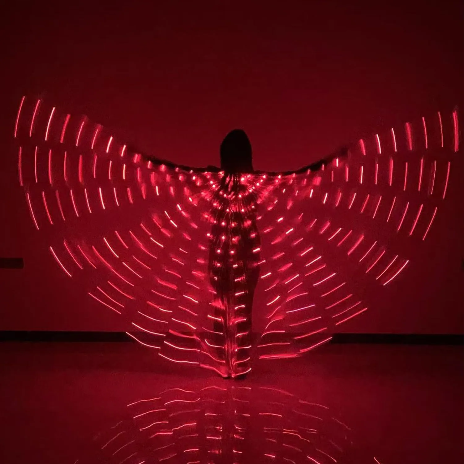 LED Lights Belly Dance Wings Bellydance Glow Angel Dance Wings with Telescopic Sticks for Adults and Child