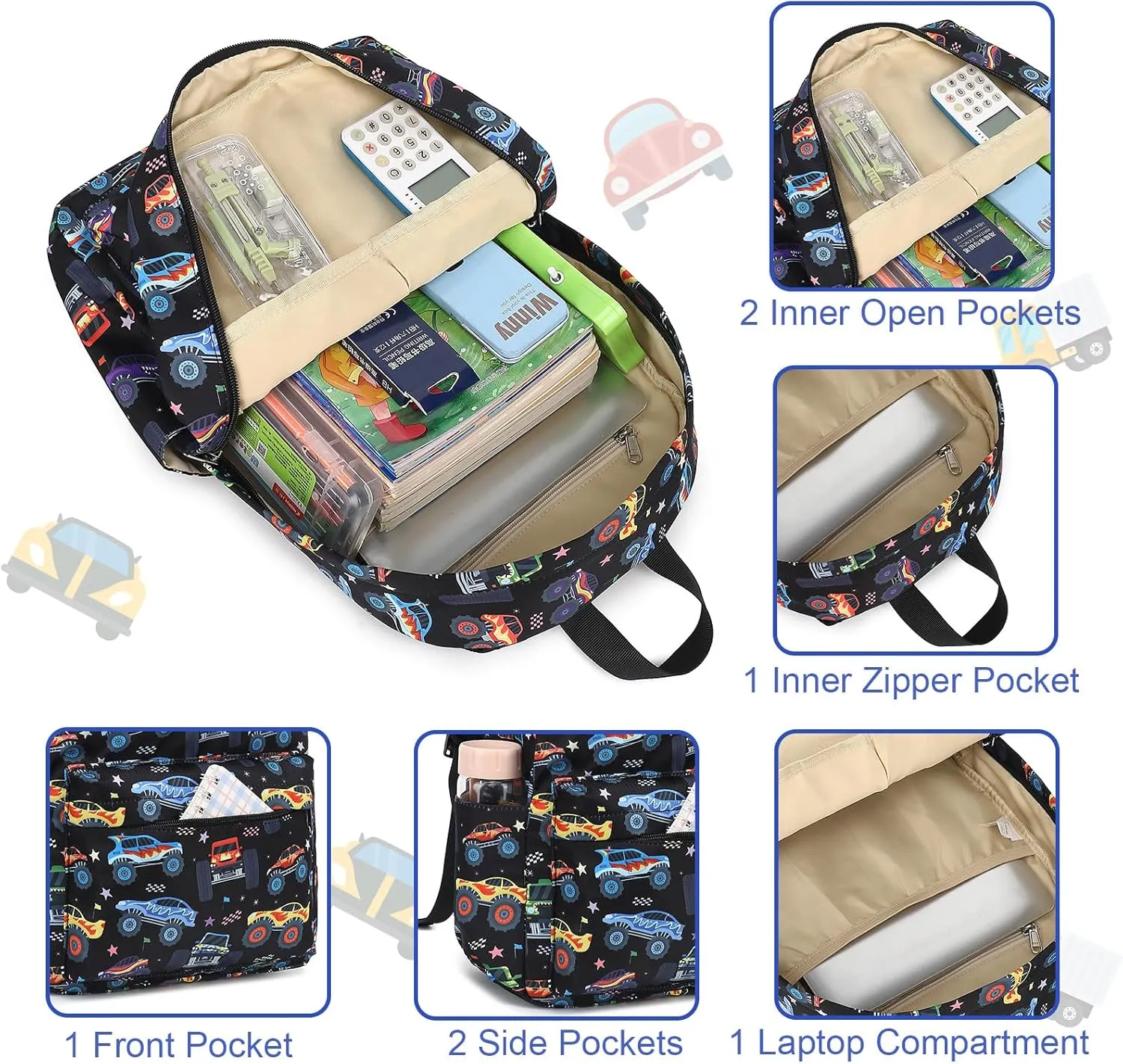 LEDAOU Kids School Backpack with Lunch Box for Boys Girls Kindergarten BookBag School Bag Preschool Toddler Backpack