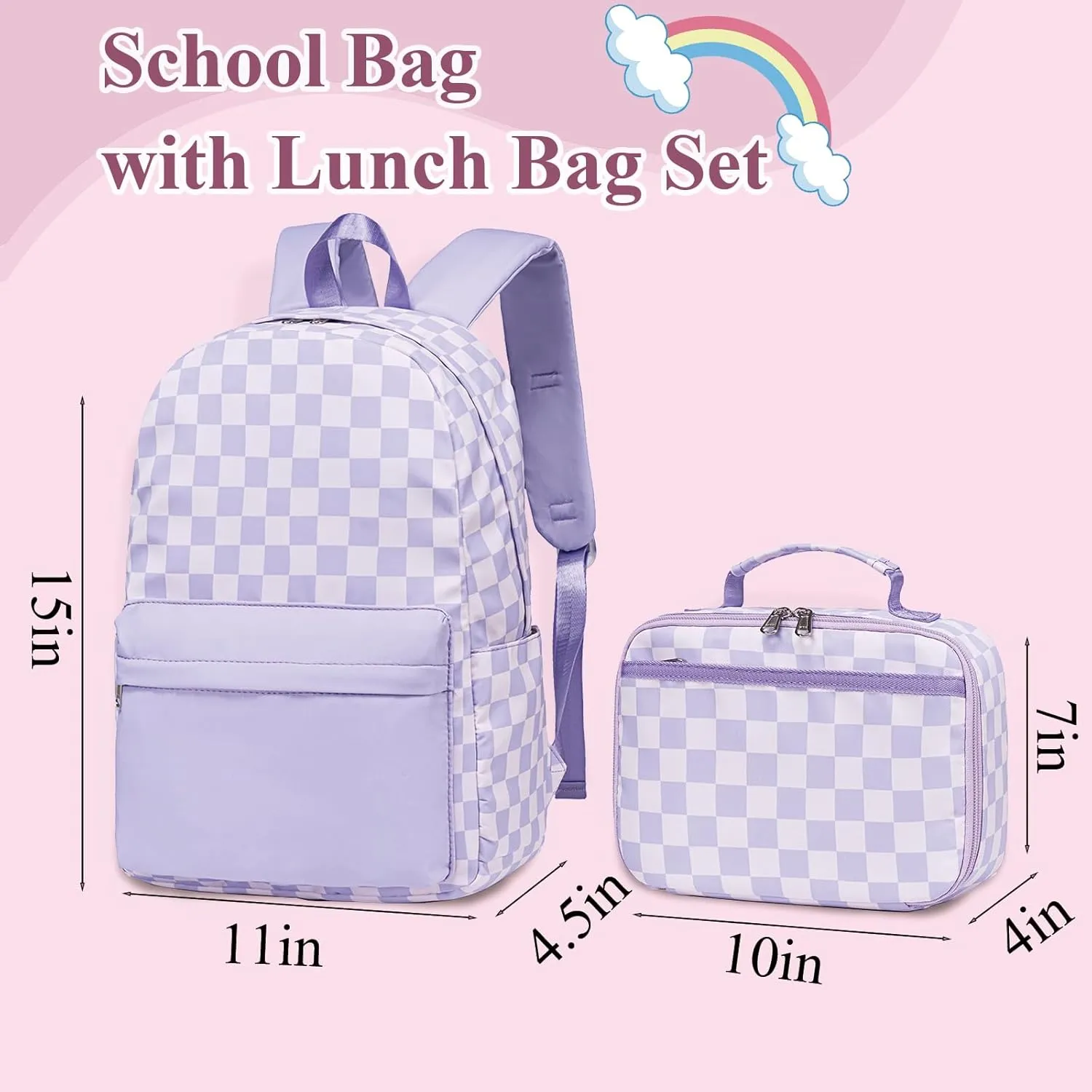 LEDAOU Kids School Backpack with Lunch Box for Boys Girls Kindergarten BookBag School Bag Preschool Toddler Backpack