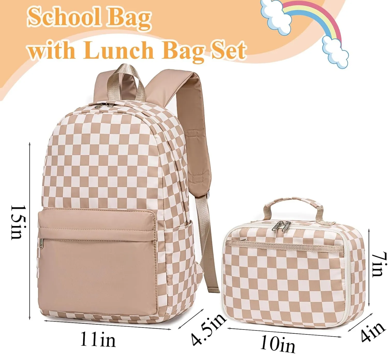 LEDAOU Kids School Backpack with Lunch Box for Boys Girls Kindergarten BookBag School Bag Preschool Toddler Backpack