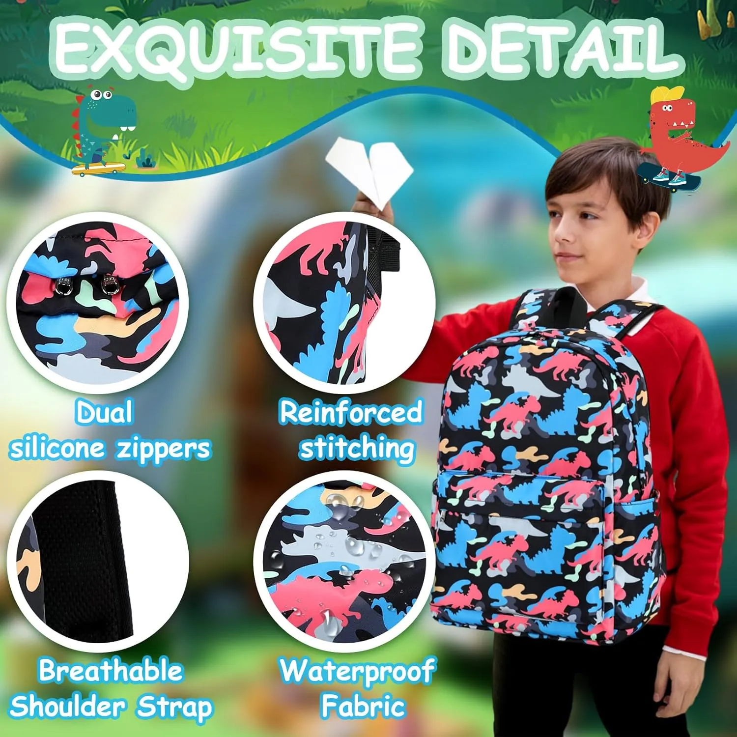 LEDAOU Kids School Backpack with Lunch Box for Boys Girls Kindergarten BookBag School Bag Preschool Toddler Backpack