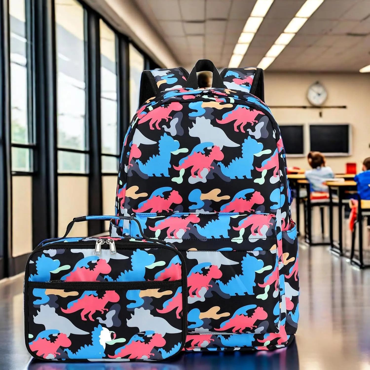 LEDAOU Kids School Backpack with Lunch Box for Boys Girls Kindergarten BookBag School Bag Preschool Toddler Backpack