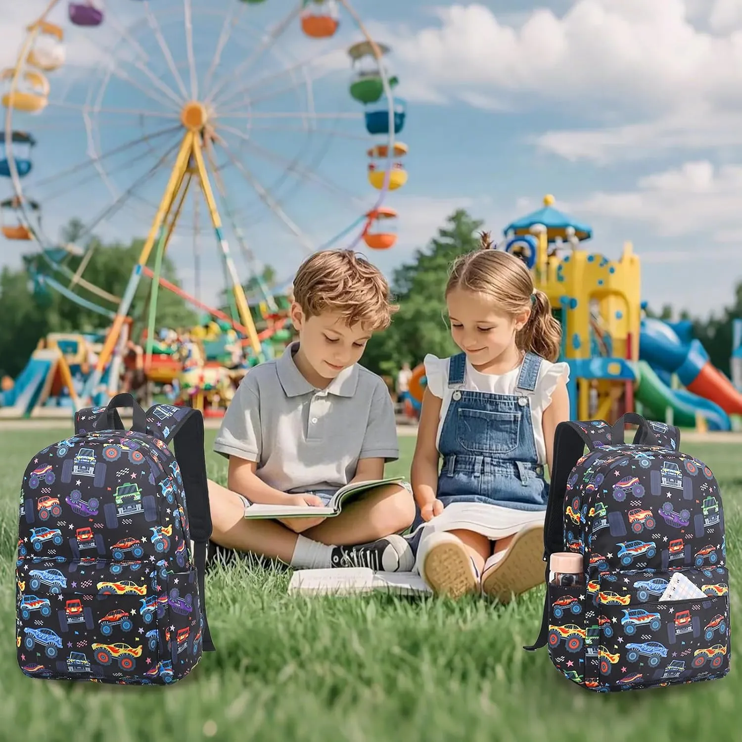 LEDAOU Kids School Backpack with Lunch Box for Boys Girls Kindergarten BookBag School Bag Preschool Toddler Backpack