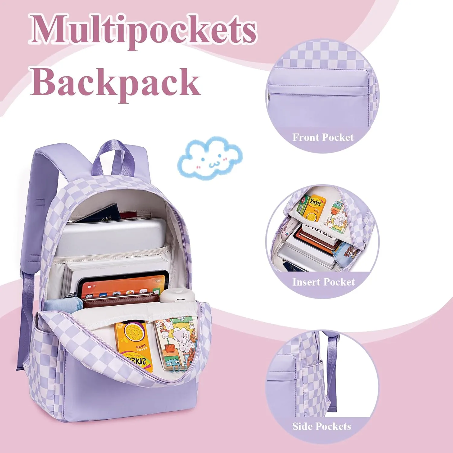 LEDAOU Kids School Backpack with Lunch Box for Boys Girls Kindergarten BookBag School Bag Preschool Toddler Backpack