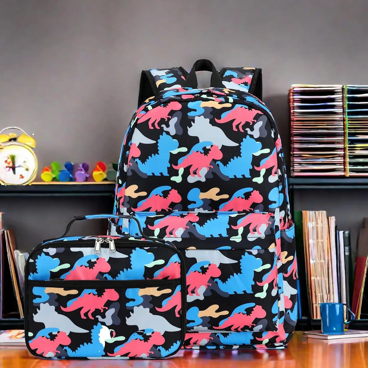 LEDAOU Kids School Backpack with Lunch Box for Boys Girls Kindergarten BookBag School Bag Preschool Toddler Backpack
