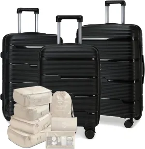 LEDAOU Luggage Sets 3 Piece Suitcase Set with 7 Set Packing Cubes Carry On Luggage with Tsa Locks Spinner Wheels for Travel (20/24/28)