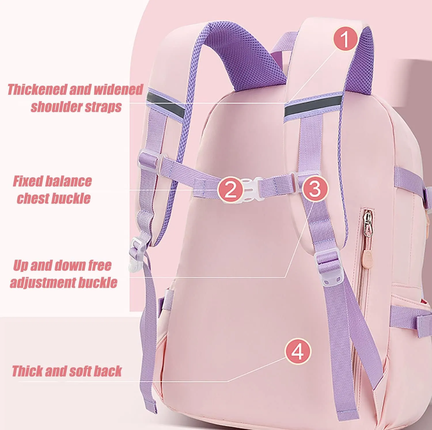 LELEBEAR Kawaii Backpack, Cute Bookbags With Kawaii Pin And Accessories(bunny backpack-Purple)