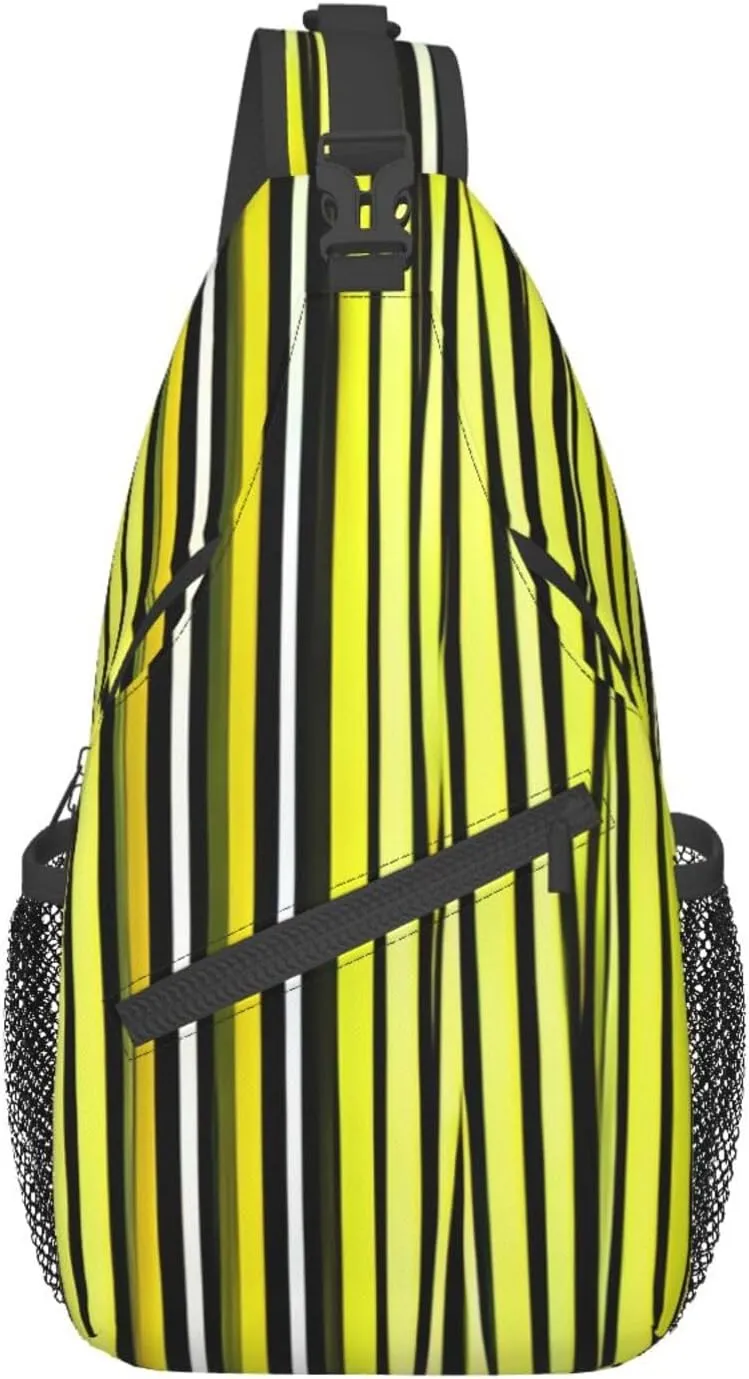 Lemon Zest Yellow Stripes Pattern High Storage Capacity Chest Bag Diagonally Sling Backpack Crossbody Shoulder Bag For Men Women