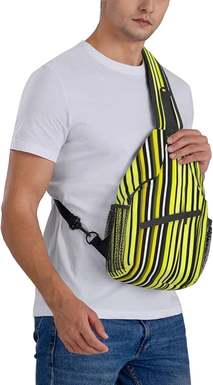 Lemon Zest Yellow Stripes Pattern High Storage Capacity Chest Bag Diagonally Sling Backpack Crossbody Shoulder Bag For Men Women