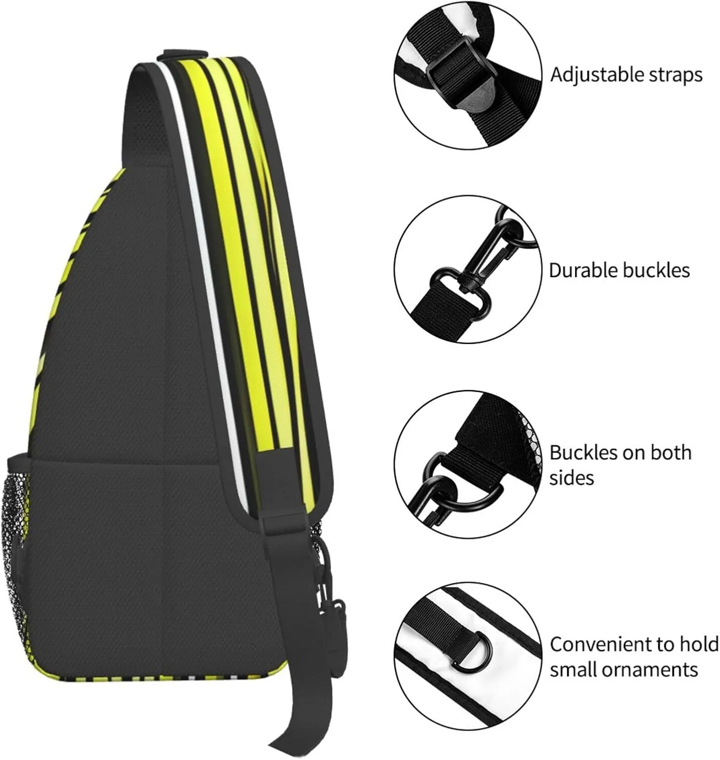 Lemon Zest Yellow Stripes Pattern High Storage Capacity Chest Bag Diagonally Sling Backpack Crossbody Shoulder Bag For Men Women