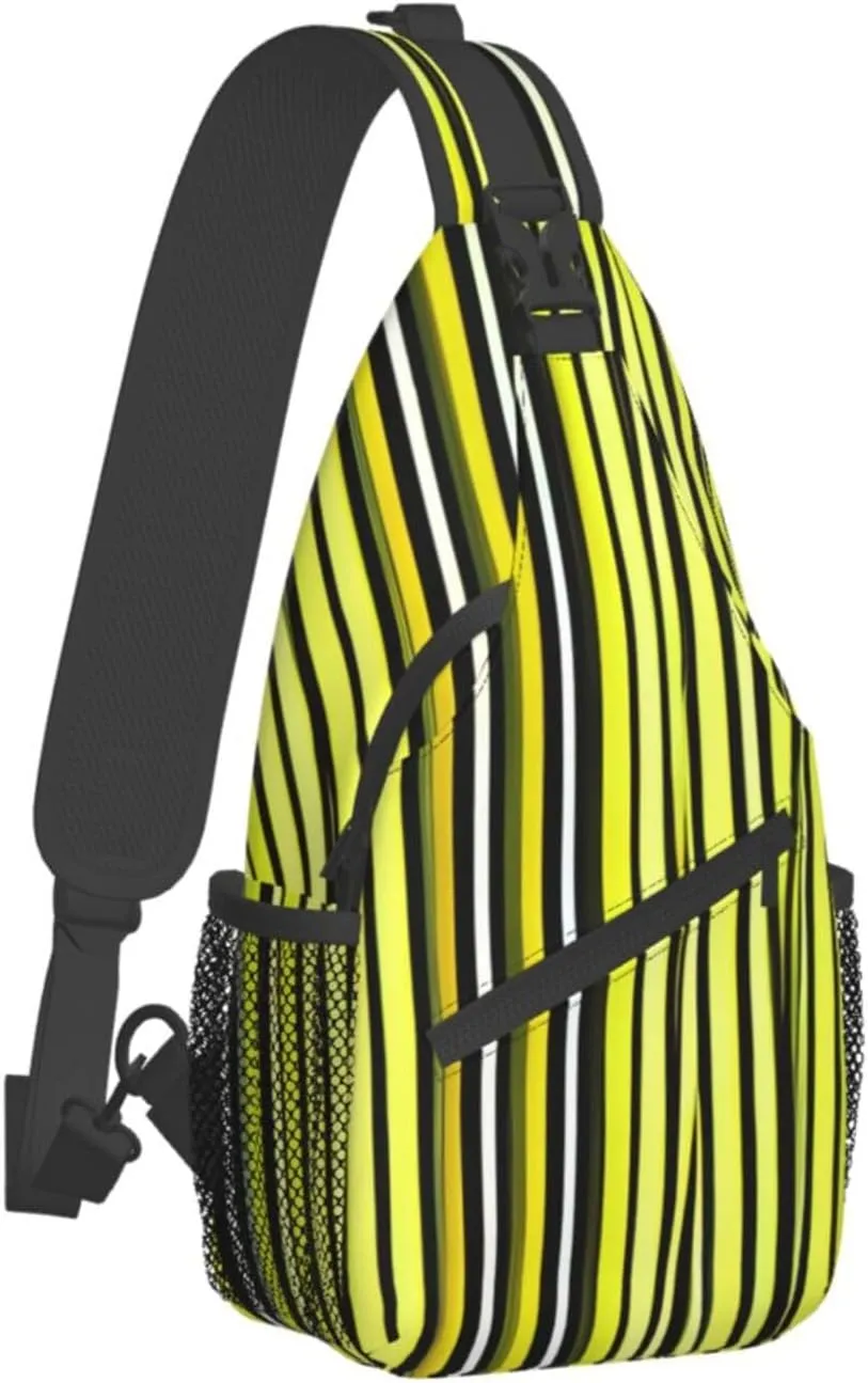 Lemon Zest Yellow Stripes Pattern High Storage Capacity Chest Bag Diagonally Sling Backpack Crossbody Shoulder Bag For Men Women