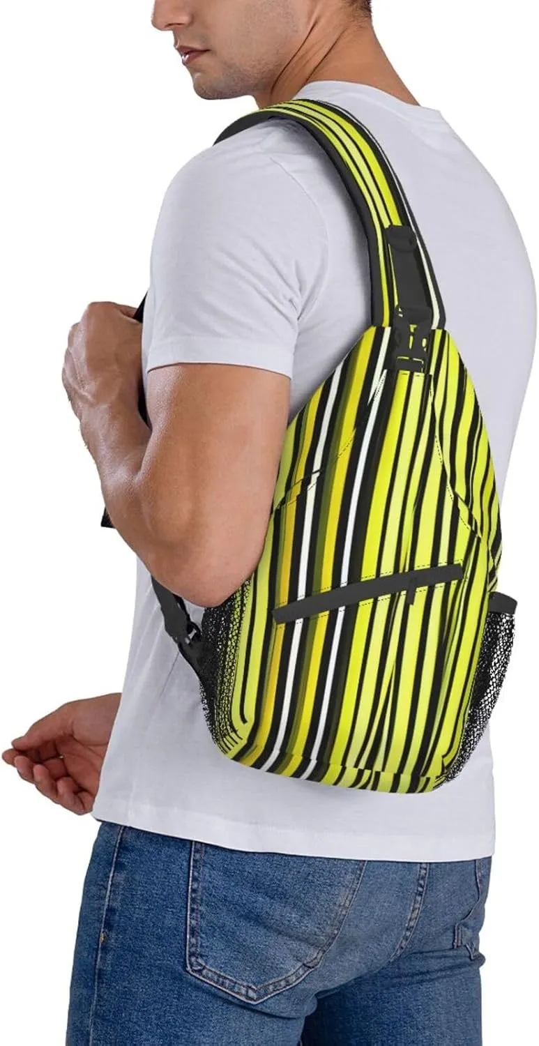 Lemon Zest Yellow Stripes Pattern High Storage Capacity Chest Bag Diagonally Sling Backpack Crossbody Shoulder Bag For Men Women