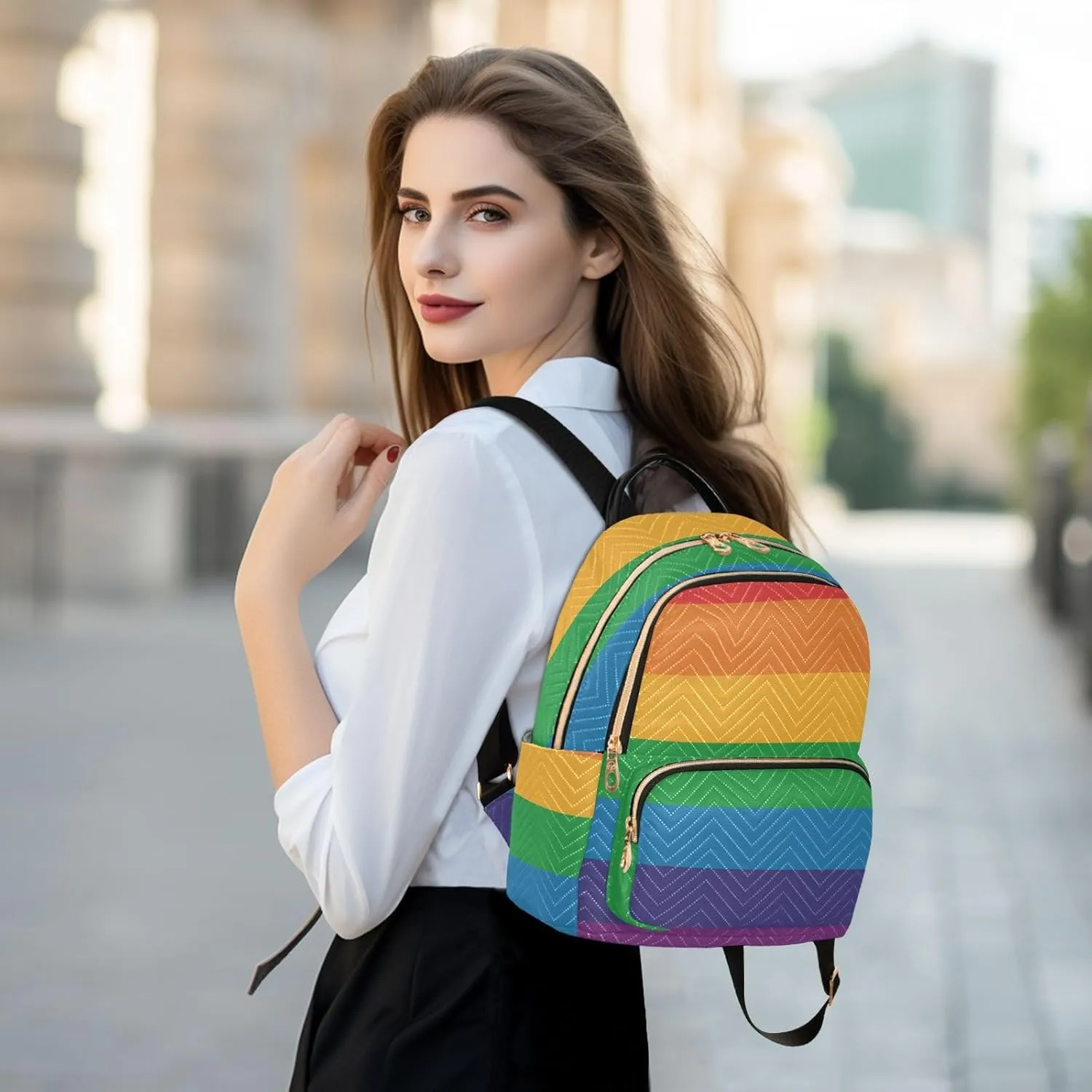 Lgbt Pride Flag Mini Backpack for Women, Travel Backpack Purse Daypack Shoulder Bag for Ladies