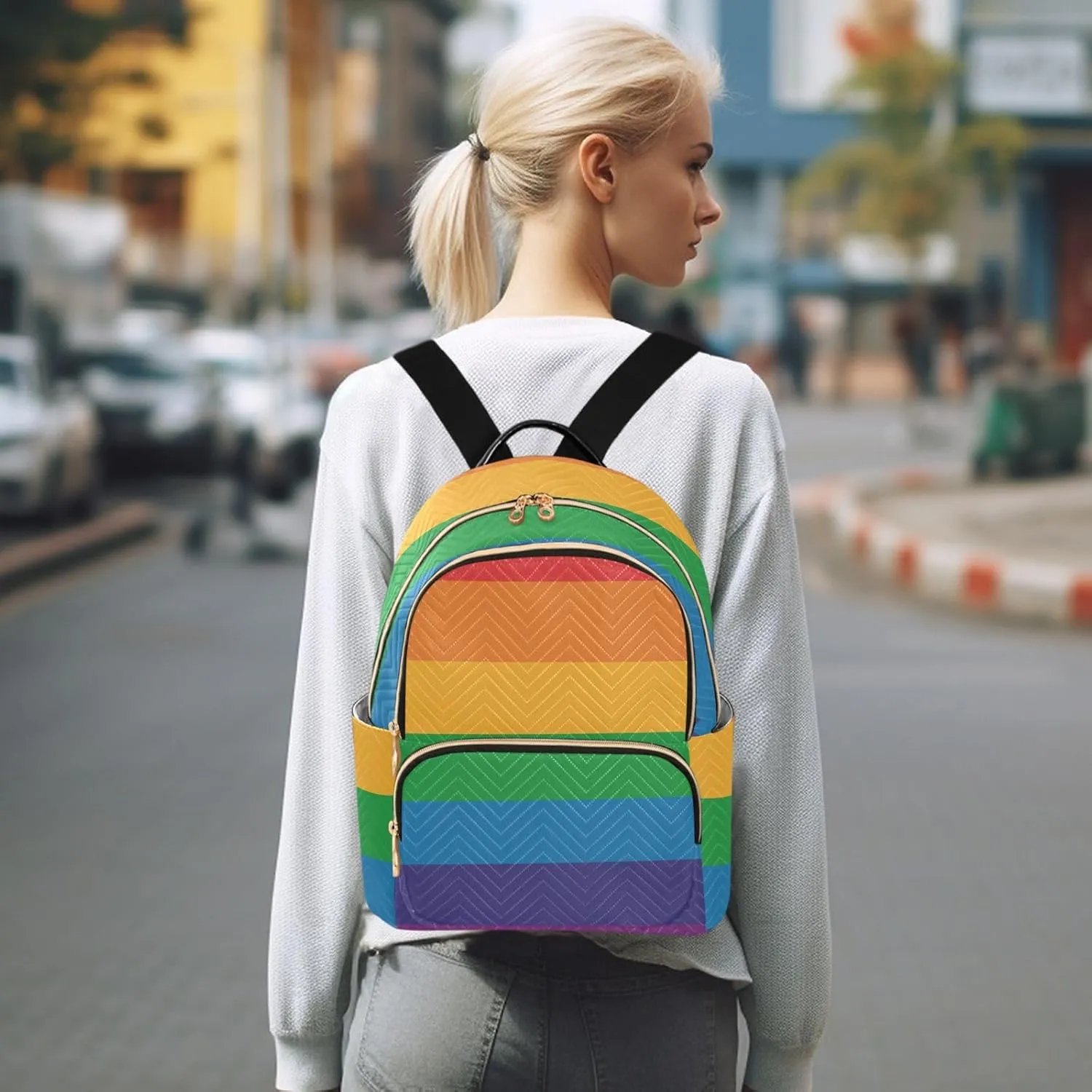 Lgbt Pride Flag Mini Backpack for Women, Travel Backpack Purse Daypack Shoulder Bag for Ladies