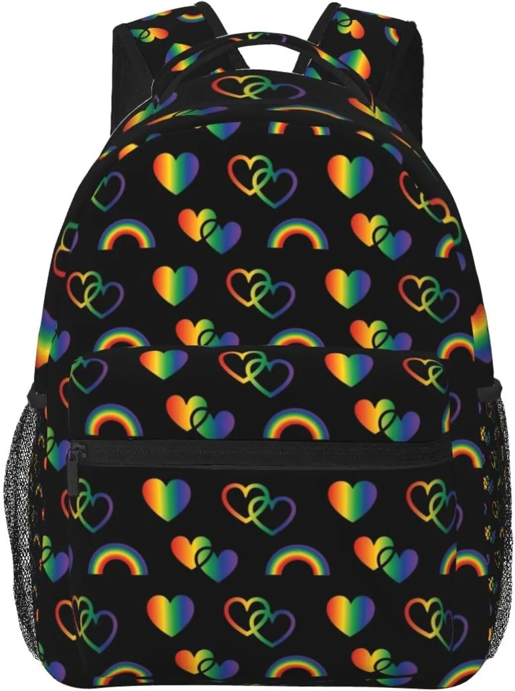 LGBT Pride Gay Love Rainbow Heart Backpack Lightweight Laptop Backpack Casual Daypack Travel Double Shoulder Bag For Women Men