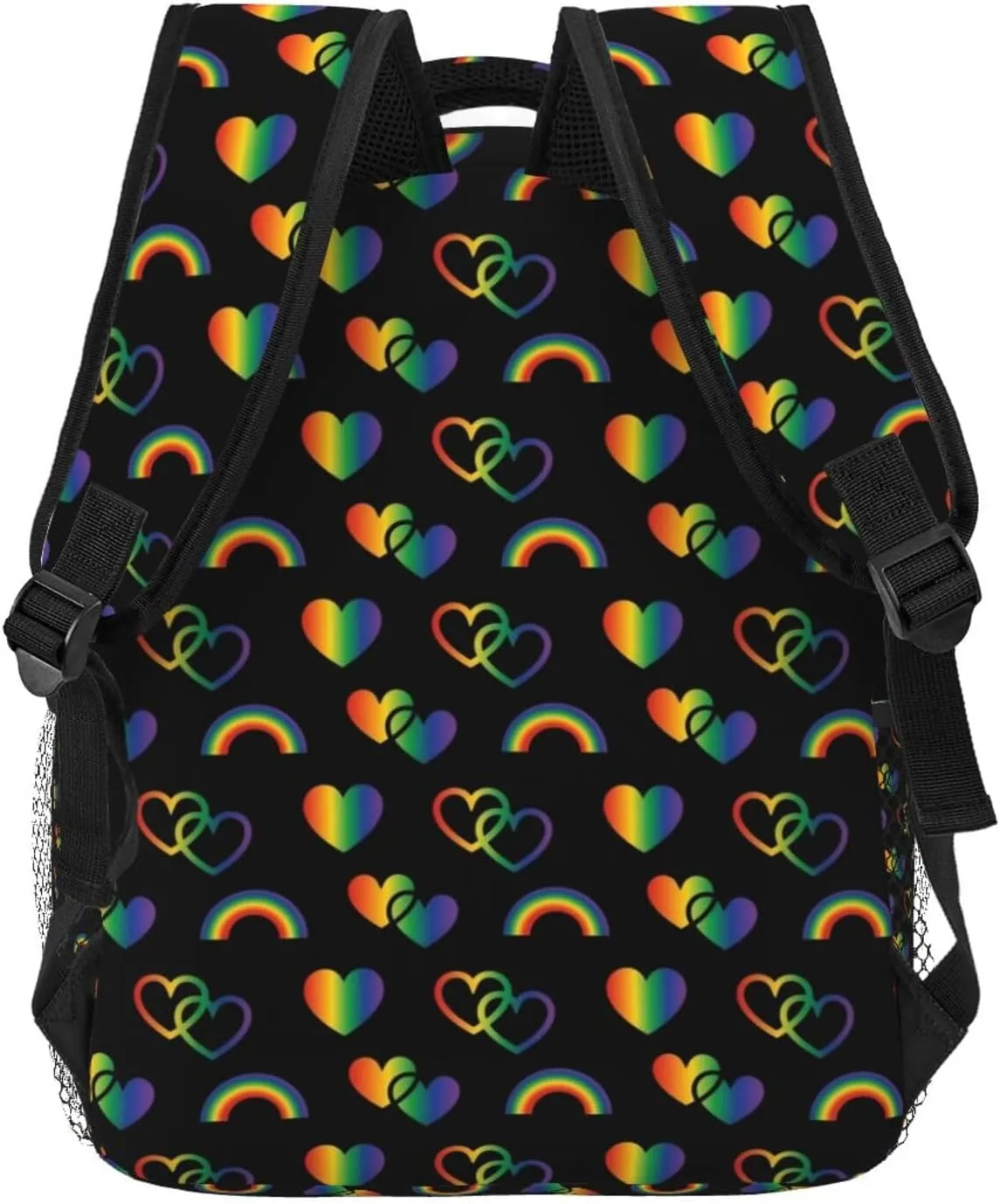 LGBT Pride Gay Love Rainbow Heart Backpack Lightweight Laptop Backpack Casual Daypack Travel Double Shoulder Bag For Women Men
