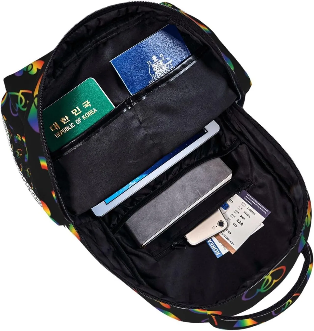 LGBT Pride Gay Love Rainbow Heart Backpack Lightweight Laptop Backpack Casual Daypack Travel Double Shoulder Bag For Women Men