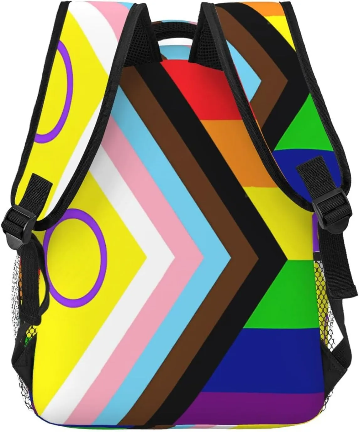LGBT Rainbow Gay Progress Pride Intersex Inclusive Flag Backpack Lightweight Laptop Backpack Casual Daypack Travel Double Shoulder Bag For Women Men