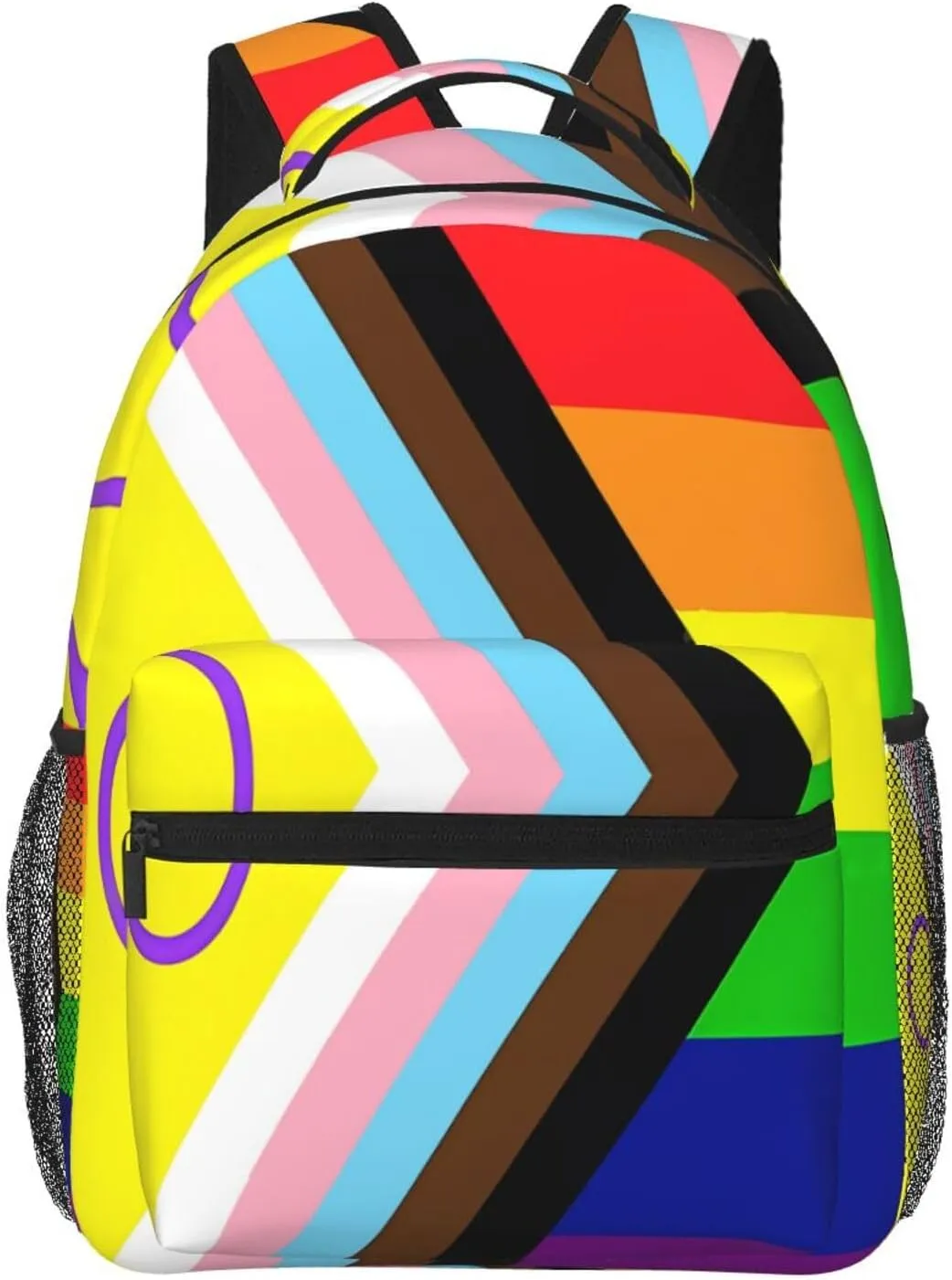 LGBT Rainbow Gay Progress Pride Intersex Inclusive Flag Backpack Lightweight Laptop Backpack Casual Daypack Travel Double Shoulder Bag For Women Men