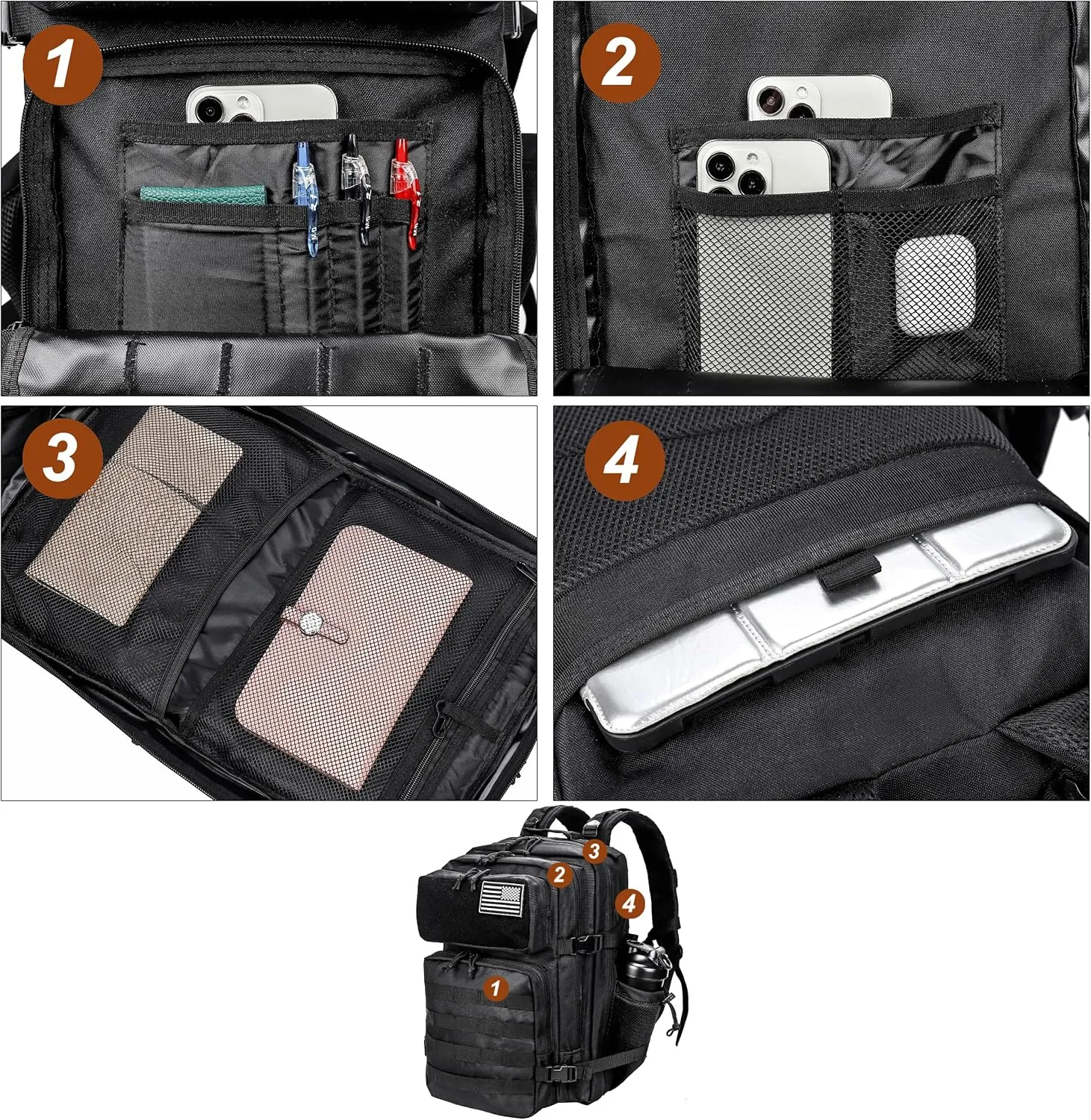 LHI Military Tactical Backpack for Men and Women 45L Army 3 Days Assault Pack Bag Large Rucksack with Molle System
