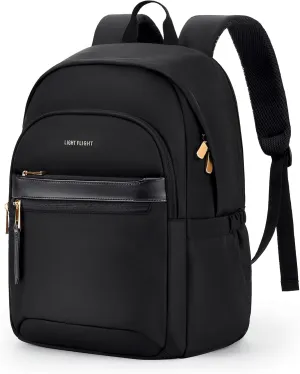 LIGHT FLIGHT Travel Backpack for Women, 15.6 Inch Stylish Laptop Backpack, Computer Bag for College Work Daily, Water-Resistant Casual Daypack with USB Port, Black